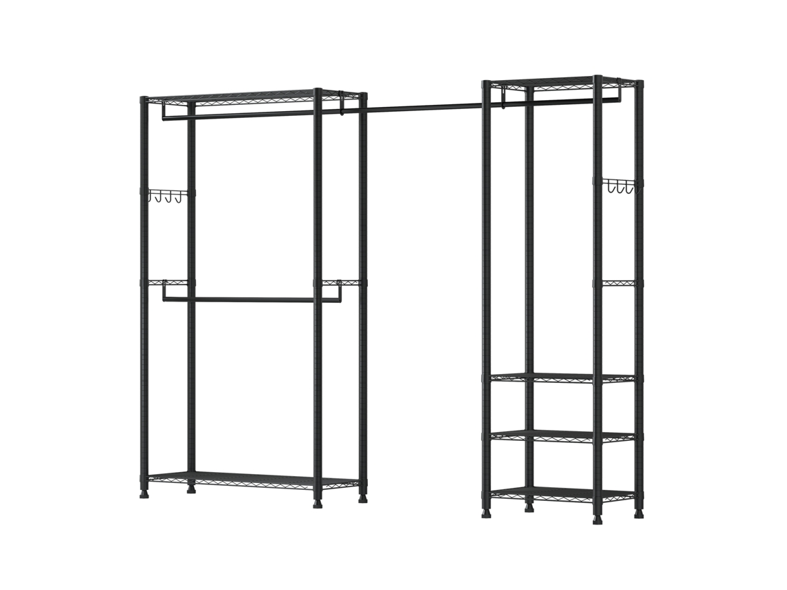 Perchero de armario abierto Succebuy, 4 barras, 244 x 38 x 180,35 cm, capacidad de carga 363 kg