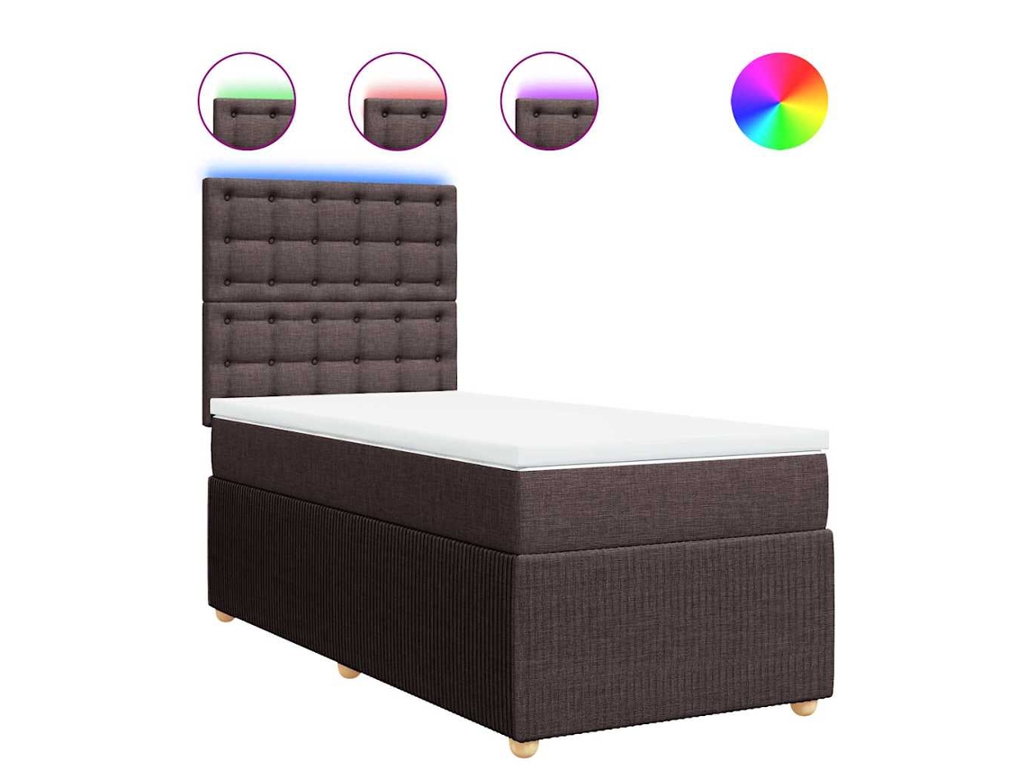 Maison Exclusive - Cama Box Spring Con Colchón Tela Marrón Oscuro 80x200 Cm