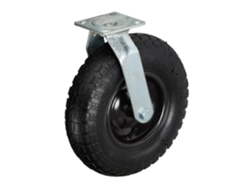 Relaxdays Rueda Giratoria Neumática 3.50-6, Transporte Cargas Pesadas, Placa De Acero Atornillable, Hasta 120 Kg, Negra