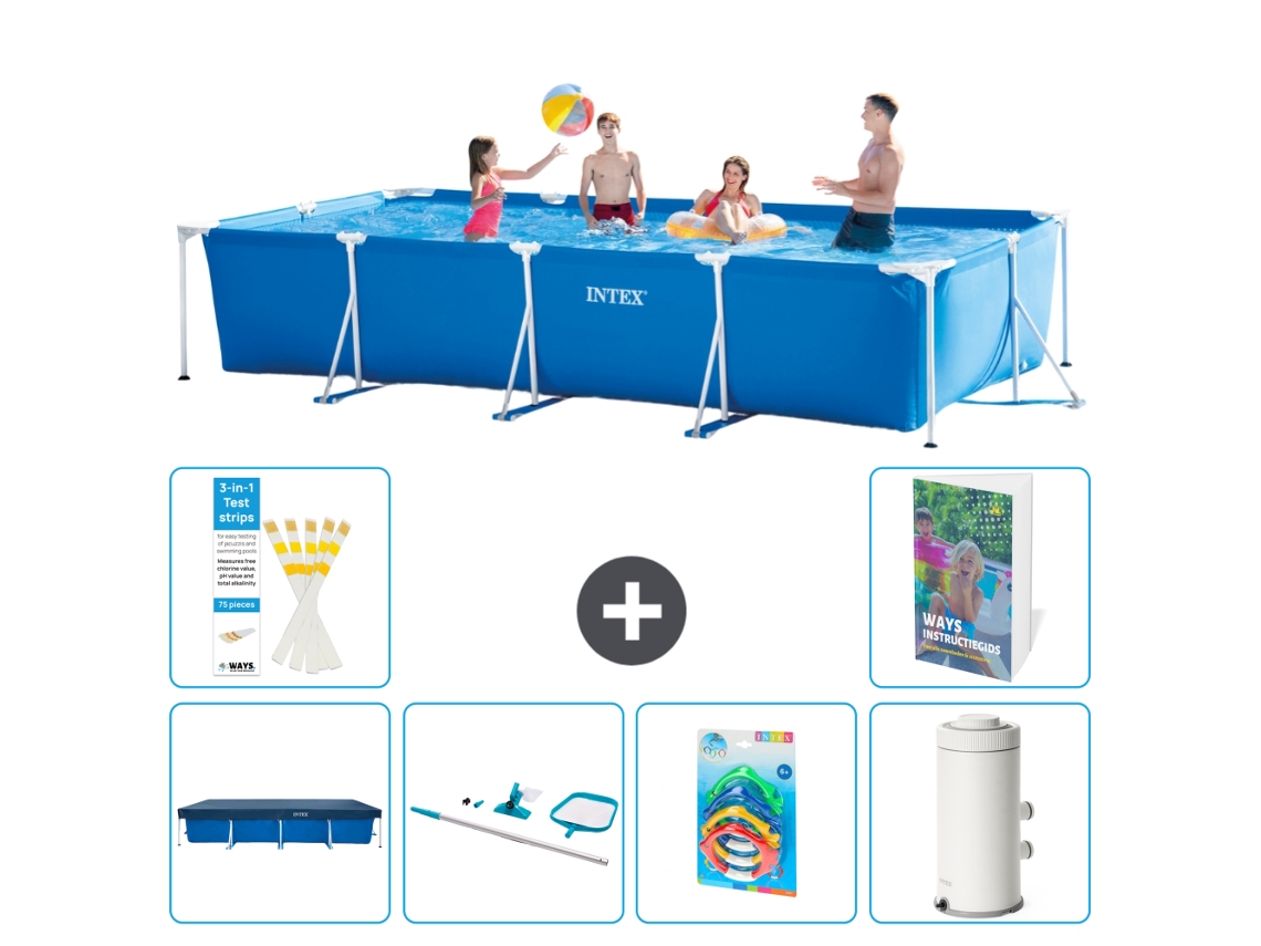 Intex Piscina Com Estrutura Retangular - 450x220x84 Cm - 7-peças S151