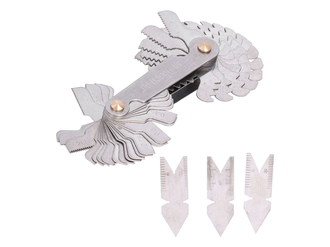 4 Piezas De Calibre De Paso De Rosca De Acero Inoxidable De 55° Y 60° Con 52 Cuchillas Para Torno
