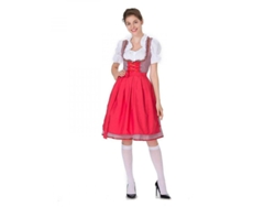 Vestido Dirndl alemão clássico 2026 para Oktoberfest, Carnaval, com detalhes em renda e babados, tamanho XL, vermelho.