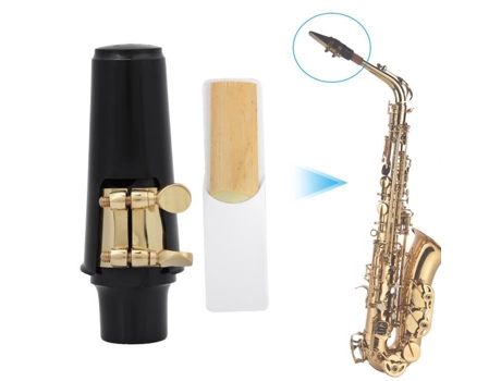 Alto Sax Reed 4 en 1 Juego de accesorios de saxofón alto Clarinete Cañas Silenciador Mute Boquilla Tapa Correa