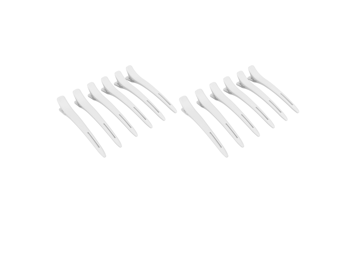 12 Pinzas De Pelo De Pico De Pato De Plástico Blanco Con Fuerte Sujeción Para Seccionar Y Estilar En Salón O Casa