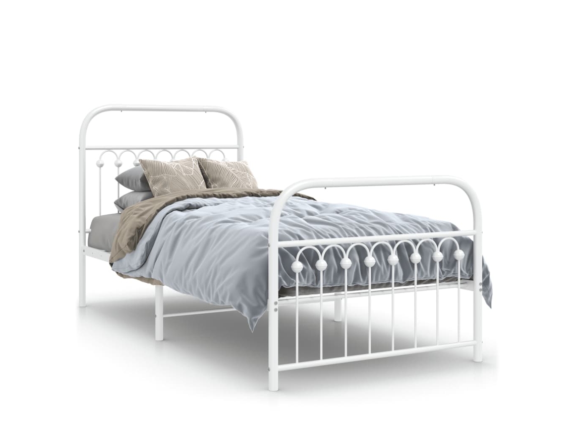 Maison Exclusive - Estructura Cama Sin Colchón Con Estribo Metal Blanco 90x200 Cm