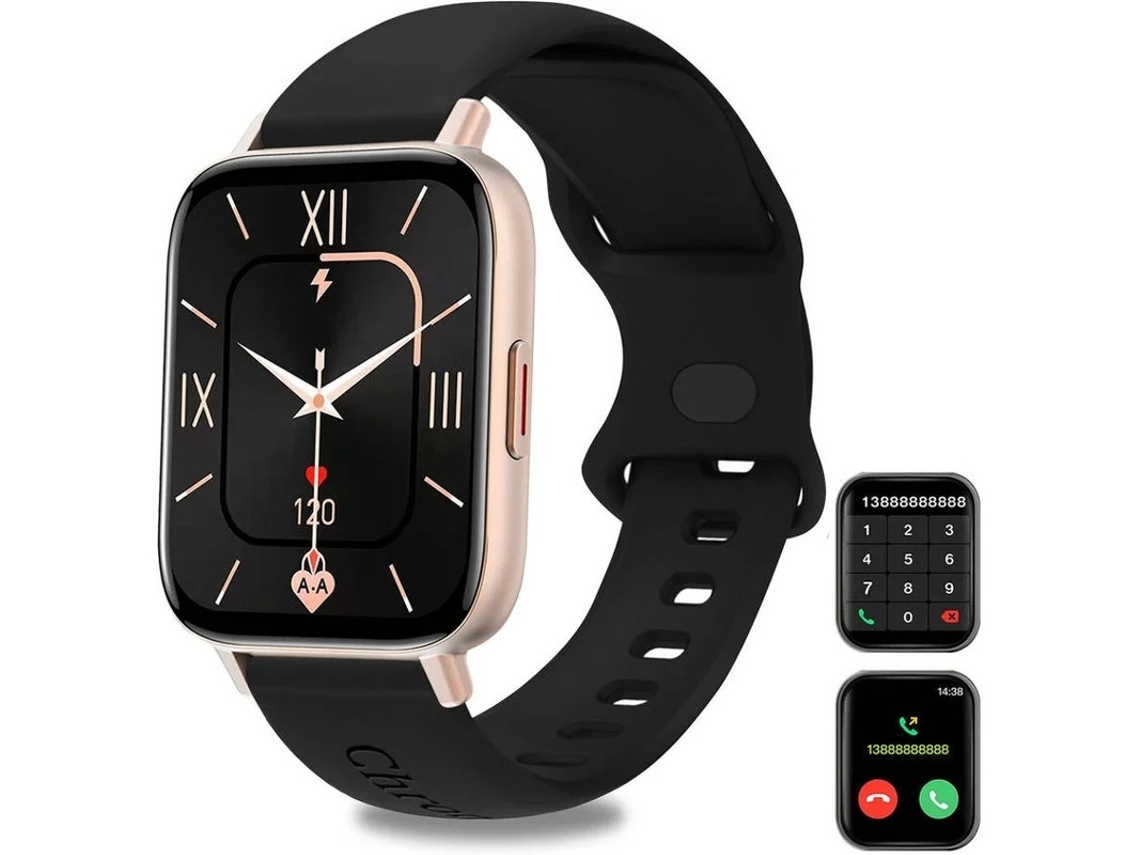 Reloj inteligente con llamadas Bluetooth, resistente al agua IP67, 1,69 pulgadas, compatible con Android e iOS, color negro.