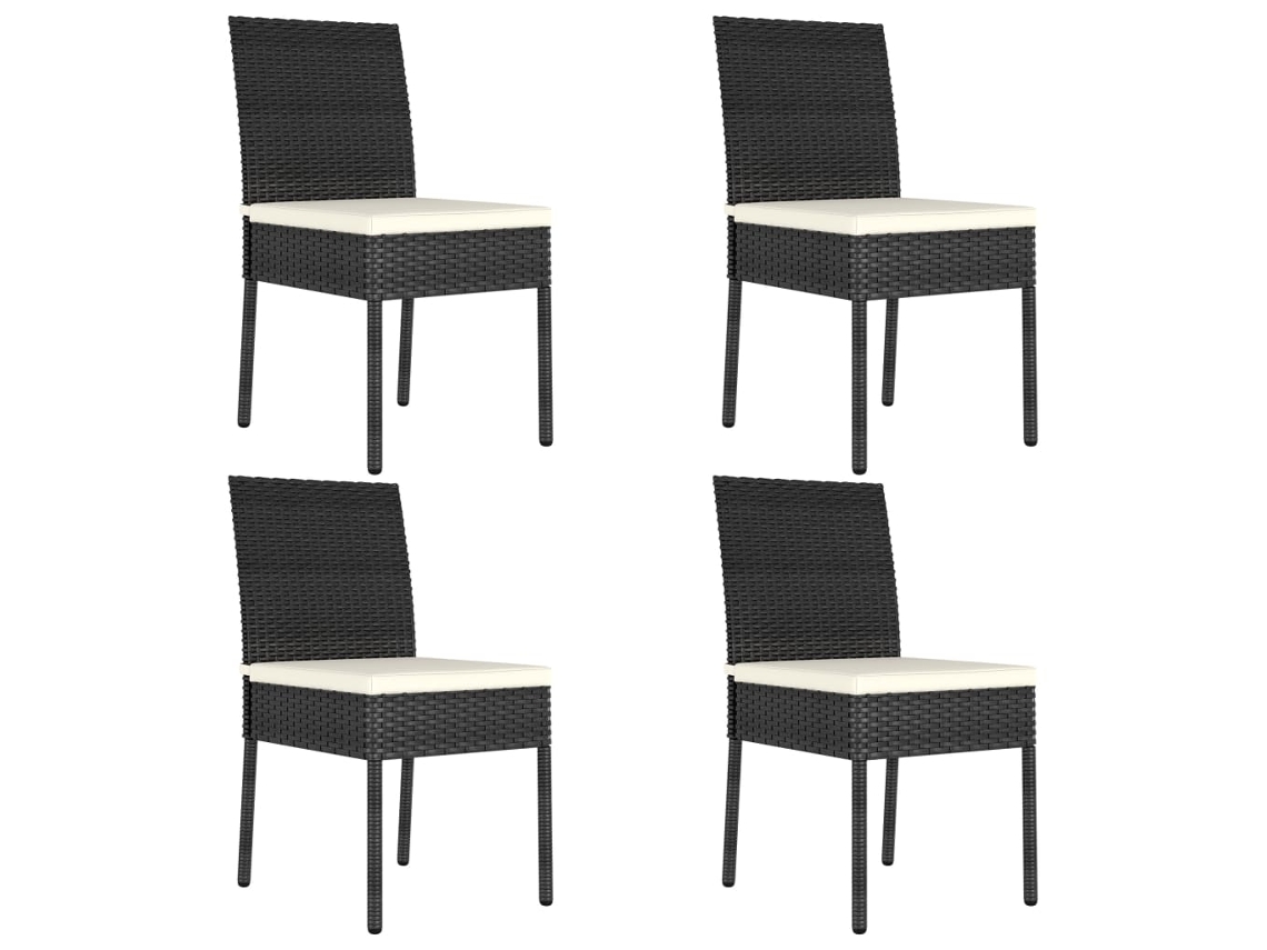Sillas de comedor de jardín DKD Home Decor de 4 piezas en mimbre sintético negro