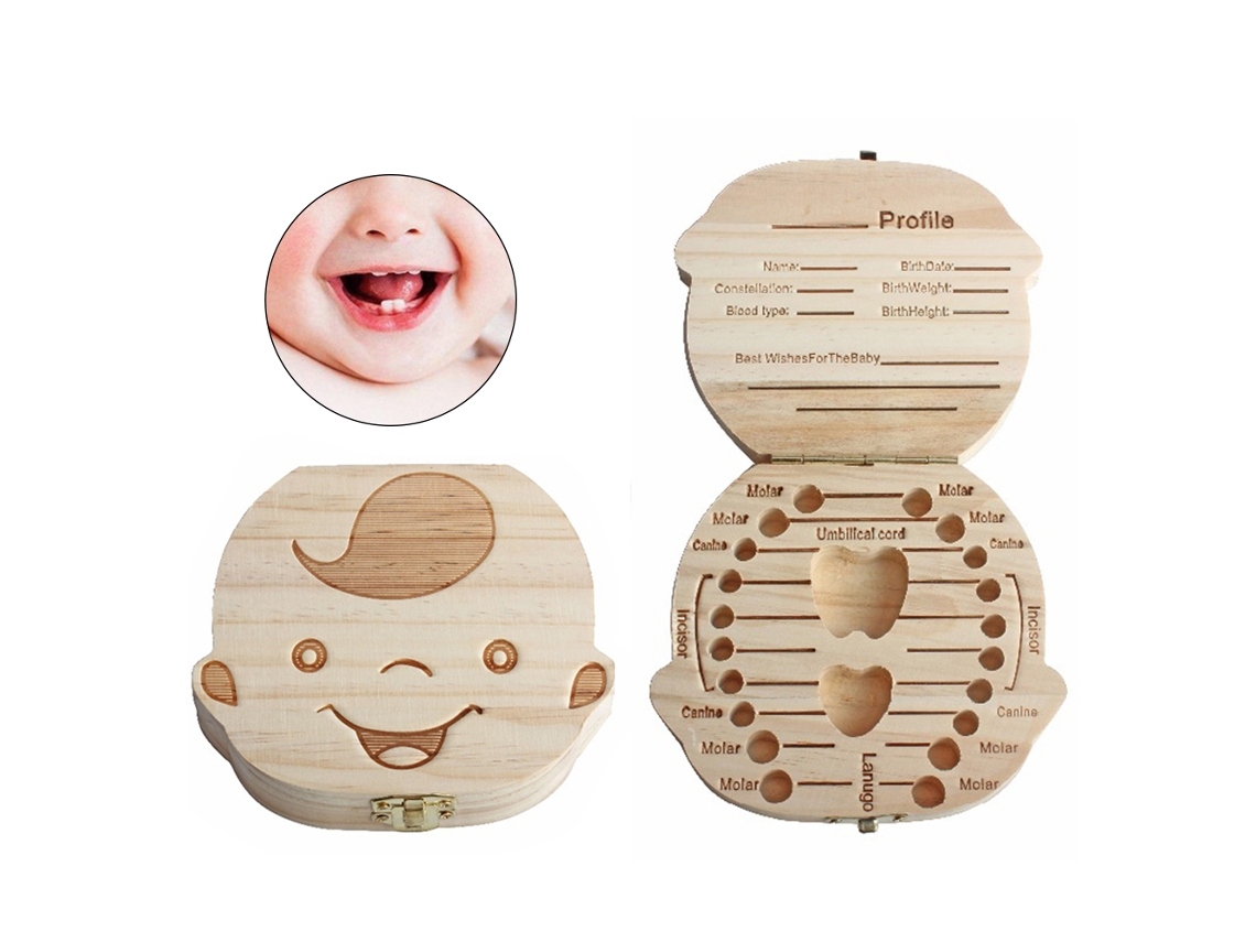 Caja De Madera Para Guardar Dientes De Leche, Cordón Umbilical Y Recuerdos - Estilo Niño/niña