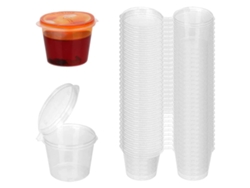 400 recipientes de plástico para salsa de 2 oz con tapas, vasos para servir con tapas abatibles, ideales para salsas, muestras, slime, gelatina y almacenamiento.