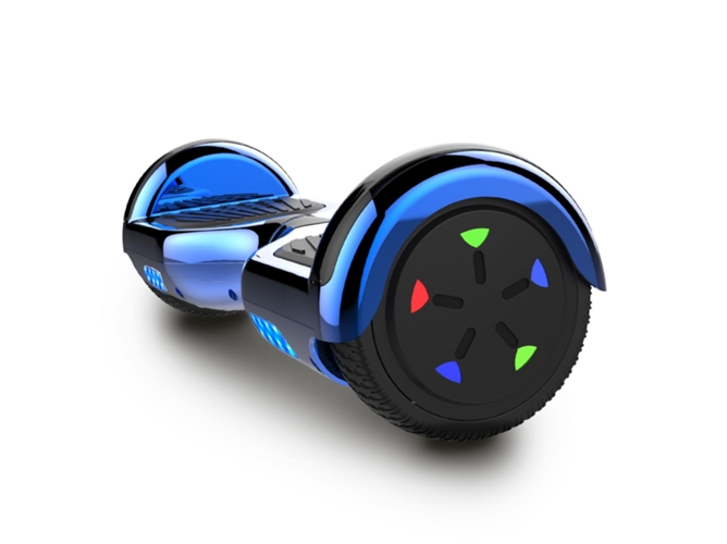 Hoverboard RCB WJ5 con Bluetooth y Ruedas LED Azul Cromado