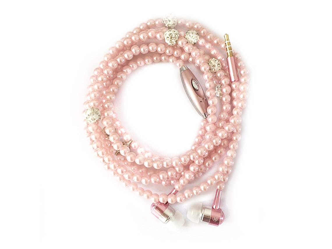 Collar De Perlas, Auriculares Estéreo Con Micrófono Y Cable Intrauditivo De 3,5 Mm Para Mujer.