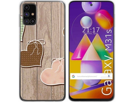 Carcasa Samsung Galaxy M31s TUMUNDOSMARTPHONE Corazones Madera Multicolor