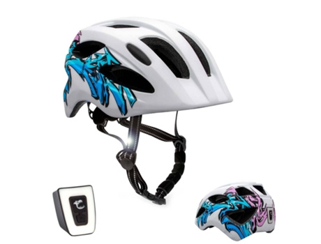 Casco de Bicicleta para Niños CRAZY SAFETY de 6 a 12 años Grafiti Azul Certificado EN1078