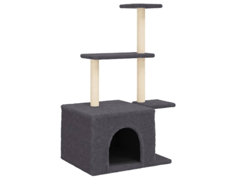 Rascador para gatos con postes de sisal gris oscuro VIDAXL (110 cm)