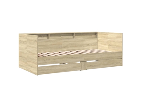 Tumbona con cajones madera ingeniería roble Sonoma VIDAXL (90 x 200 cm)