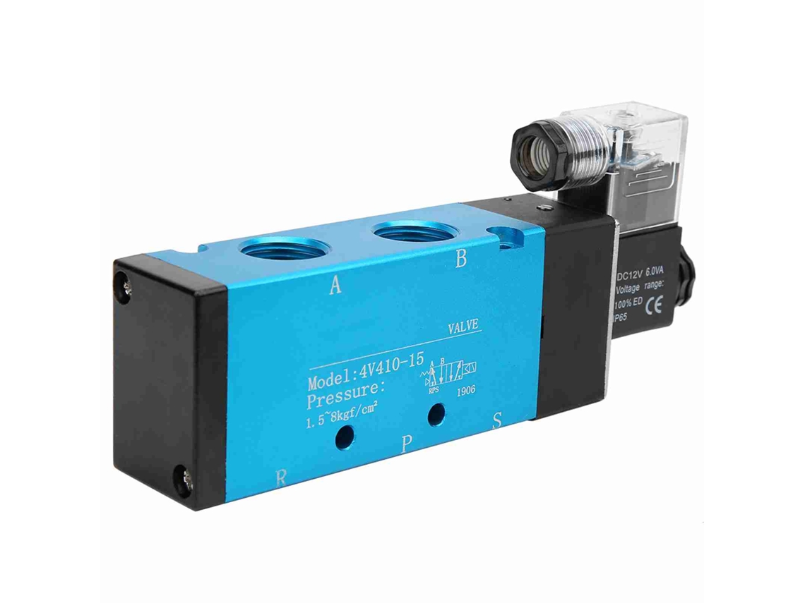 Válvula solenoide de aire de 5 vías y 2 posiciones 4V410-15, 50 mm, 0,15~0,8 MPa, IP65, 12 V CC