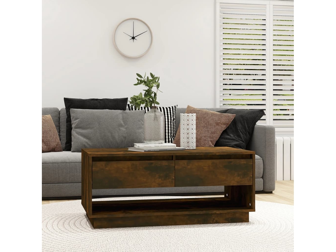 Mesa de Centro Apoyo 102,5X55X44 cm Contrachapado Color Roble Ahumado