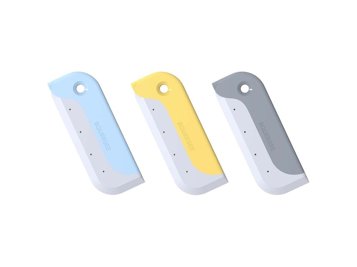 Juego De 3 Piezas: Limpiador De Ventanas Pequeño, Limpiador De Fregadero De Cocina Y Mini Limpiador De Encimeras De Silicona (azul + Amarillo + Gris)