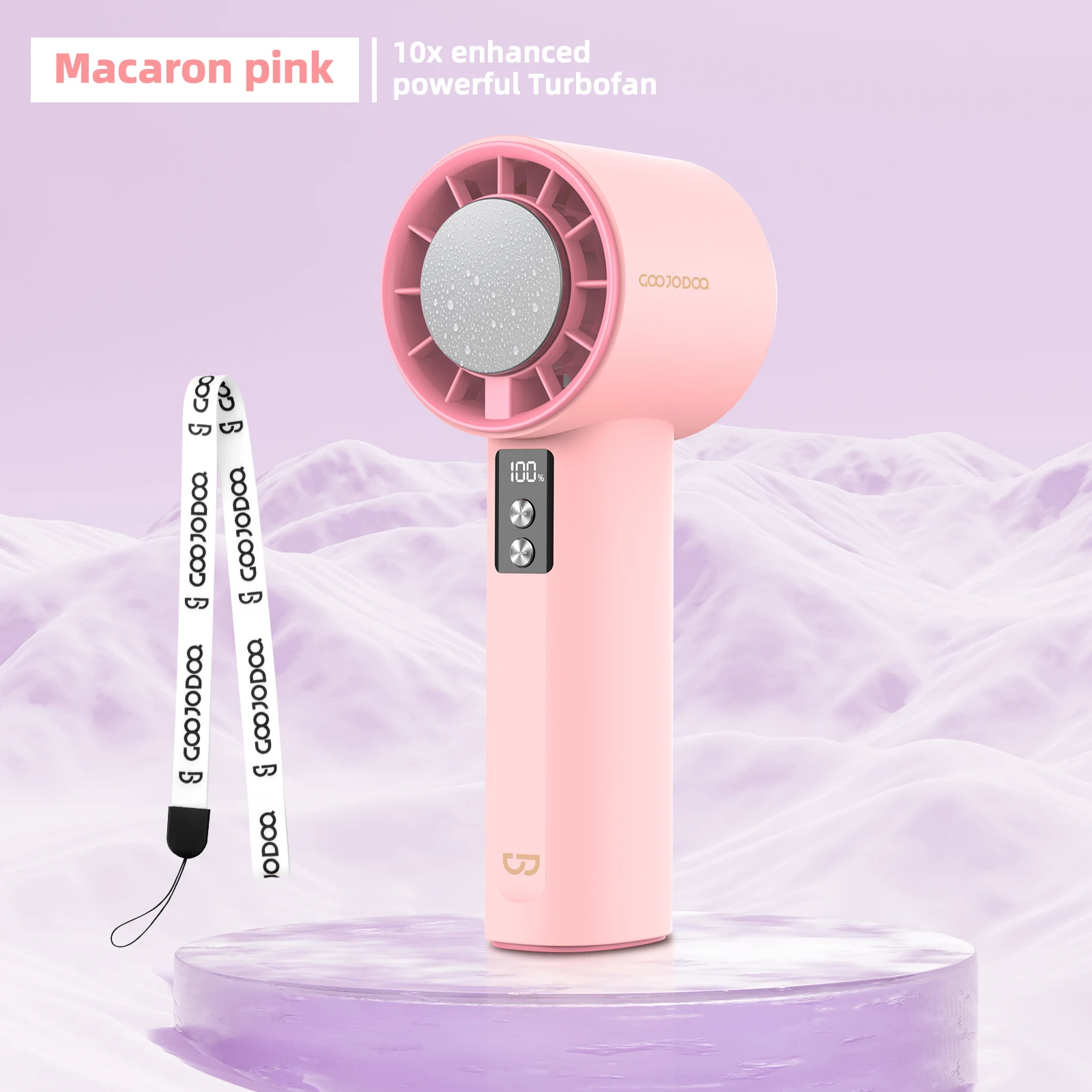 Mini Ventilador Eléctrico (rosa) Con Pantalla Digital Y Turbina Ajustable.