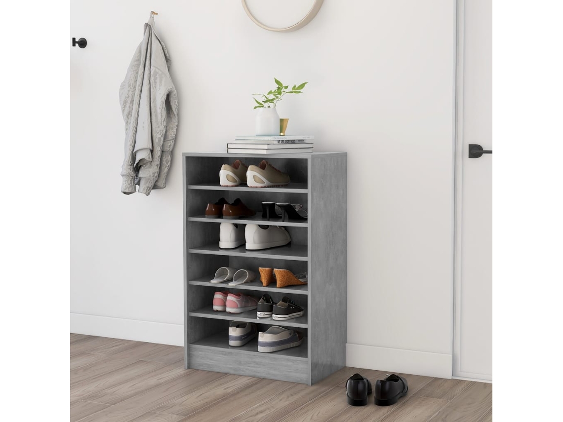 Zapatero | Zapatero de madera, gris cemento Wsd767209 Lovely Home