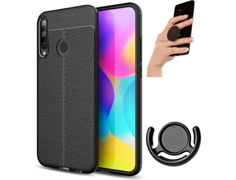Carcasa, Popsocket y Soporte Huawei P40 Lite E Rugged Leather (Negro)