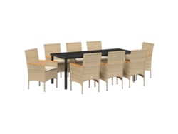 Maison Exclusive - Conjunto De Comedor De Jardín 9 Pcs Beige Ratán Sintético
