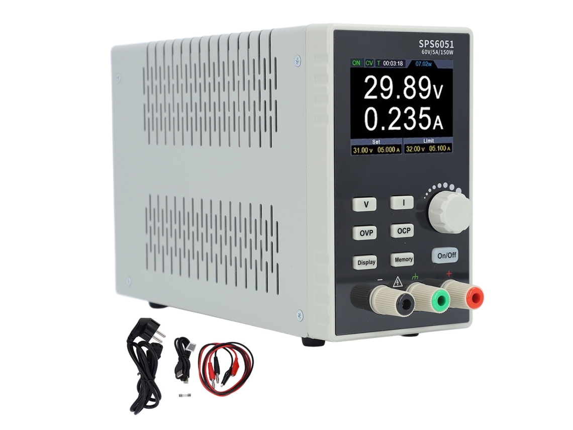 Fuente de alimentación programable de CC de 60 V 5 A, 1 canal, LCD, USB, SPS