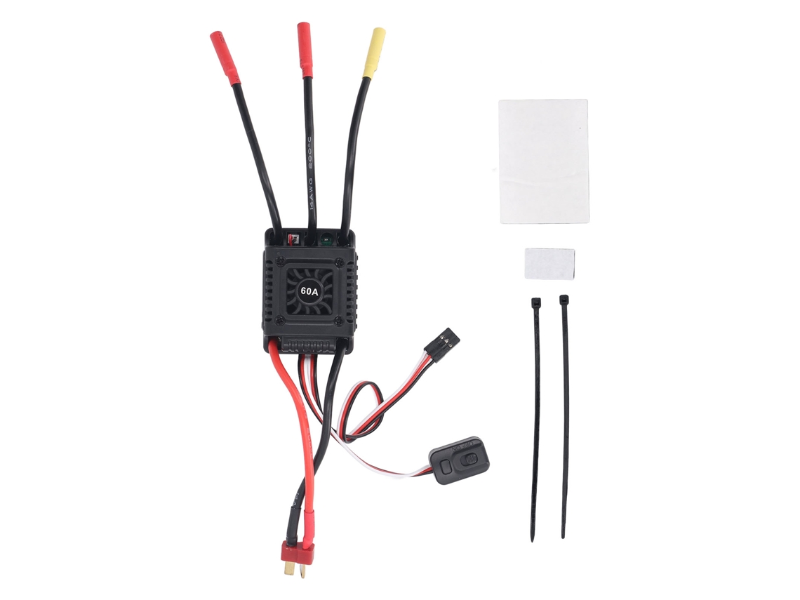 Controlador De Velocidad Eléctrico Sin Escobillas De 60 A Resistente Al Agua Con Conector De 2-3s Para Coches Rc A Escala 1/10, 1/12, 1/14 Y 1/16.
