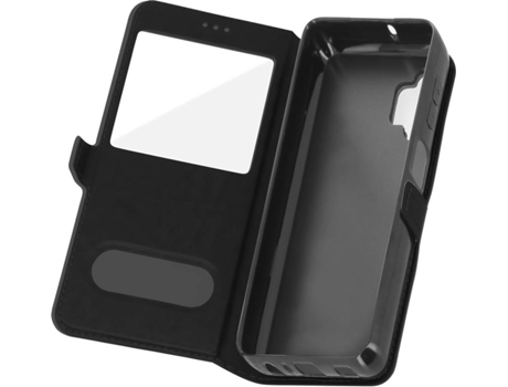 Carcasa Samsung Galaxy A32 5G AVIZAR con doble ventana y soporte Negro