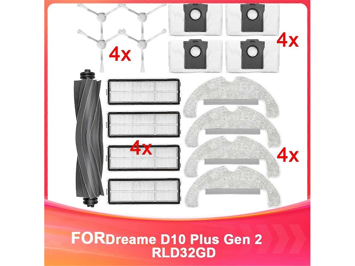 Kit De Acessórios Para Robôs D10 Plus Gen 2 Rld32gd Aspiradores, Escovas Principais, Escovas Laterais, Filtros, Esfregões, V Saisiyiky