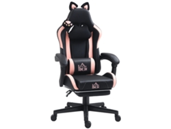 Silla Gaming Ergonómica Con Orejas De Gato, Respaldo Reclinable, 65 X 62 X 124 Cm, Negra.