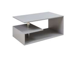 Mesa de centro blanca brillante de 100 x 50 x 32 cm con tapa de cristal y cajones, resistente a arañazos, con 1 cajón e iluminación LED, estilo M Hvorstur.
