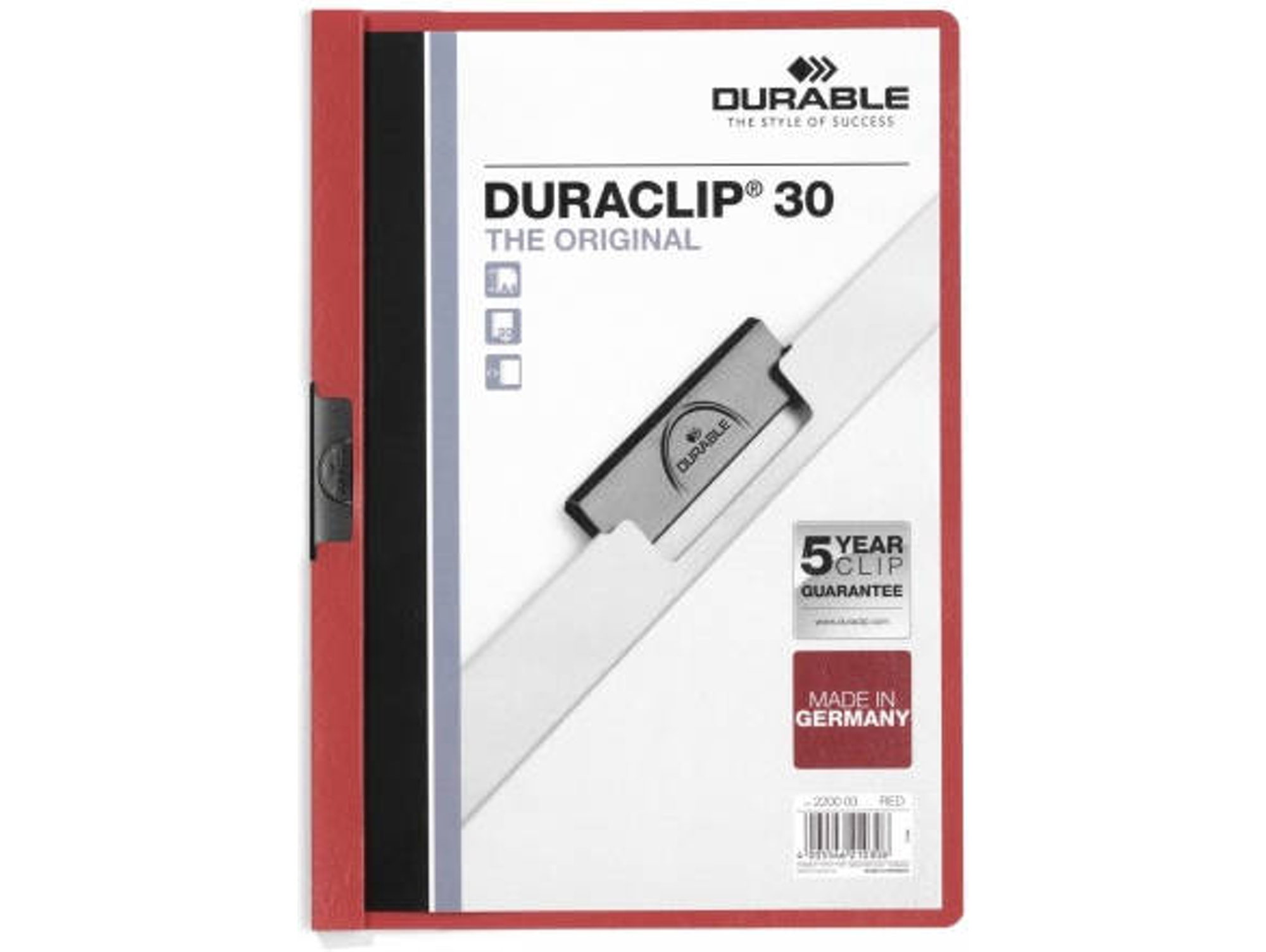 Carpeta DURABLE Duraclip 30 (Rojo - 25x25cm - A4)