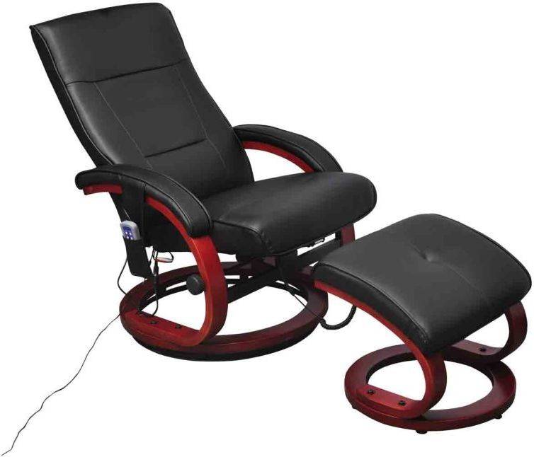 Vidaxl Tv De masaje reclinable negro apoyo pies cuero artificial con