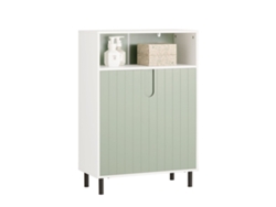 SOBUY BZR138-GR Armario De Suelo Para Baño Con 2 Puertas Y 1 Compartimentos Verde