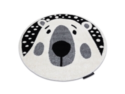 Alfombra Infantil Moderna Joy Circulo Teddy Oso, Para Niños - Estructura Dos Niveles de Vellón Crema/Negro (circulo 160 cm)