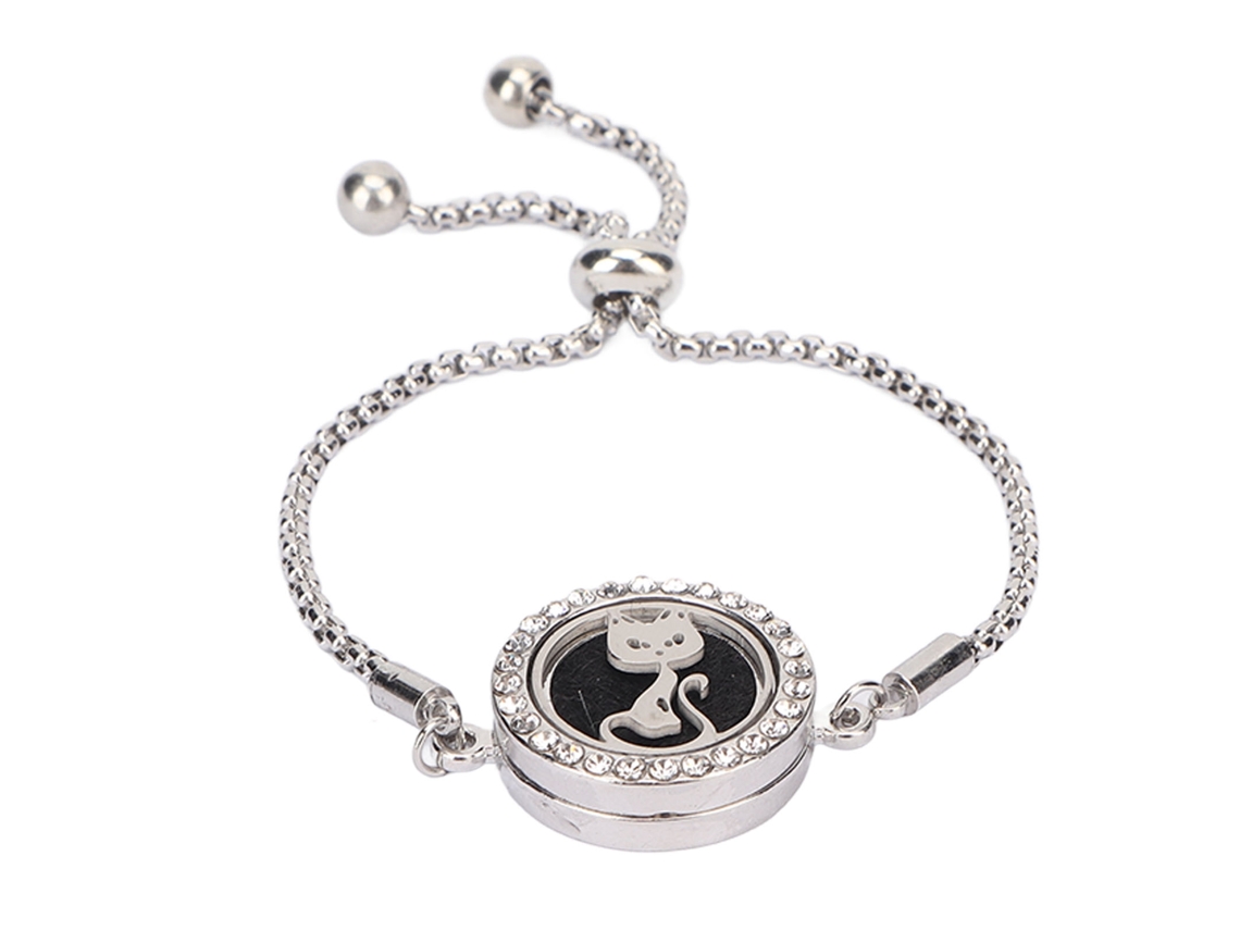 Pulsera de aromaterapia ajustable de acero inoxidable para aceites esenciales con diseño magnético