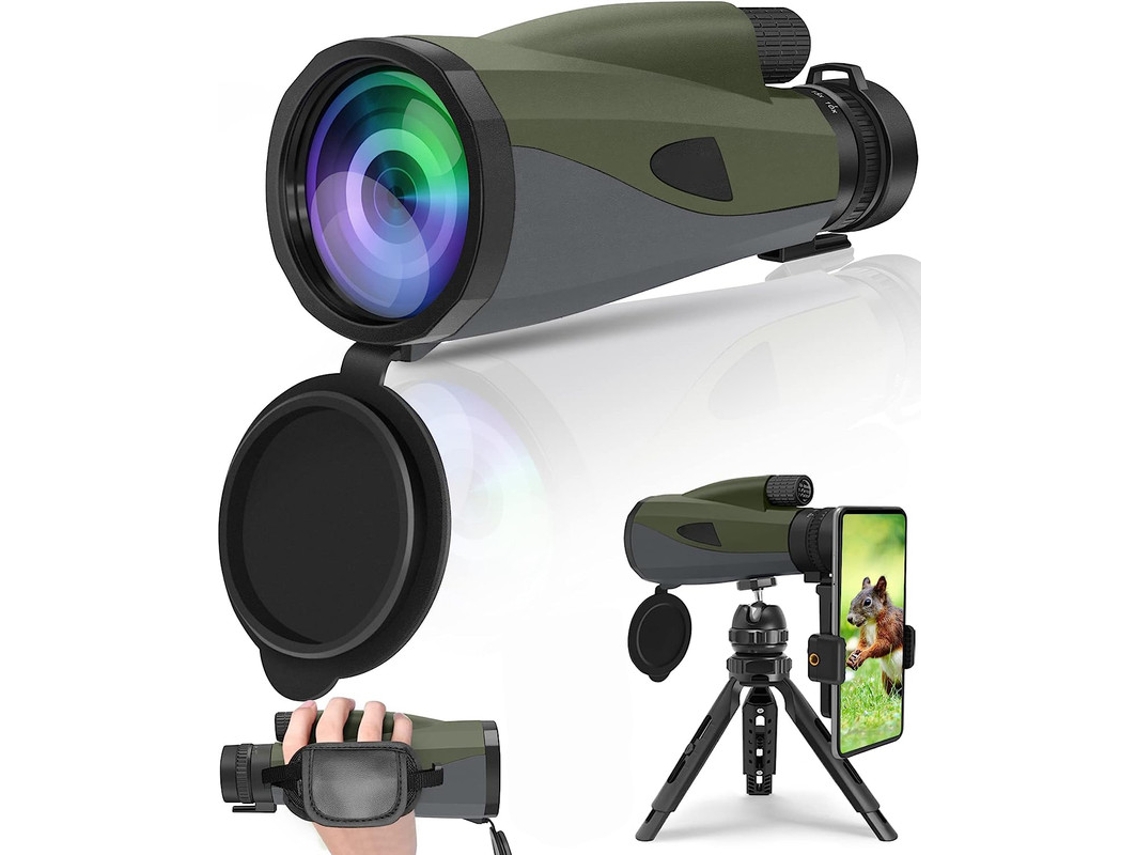 Monocular 30x60 con prisma Bak4 y lente FMC para observación de aves, caza, senderismo y acampada, gris Bestvite