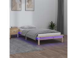 Estructura De Cama Con Led Madera Maciza 75x190 Cm