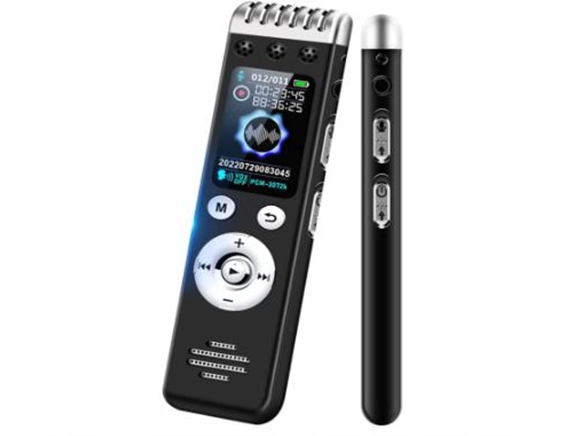 Grabadora de voz digital de 8 GB Grabadora activada por voz con capacidad de grabación de 500 horas para reducción de ruido Contraseña Mp3 Negro YEMAESRE