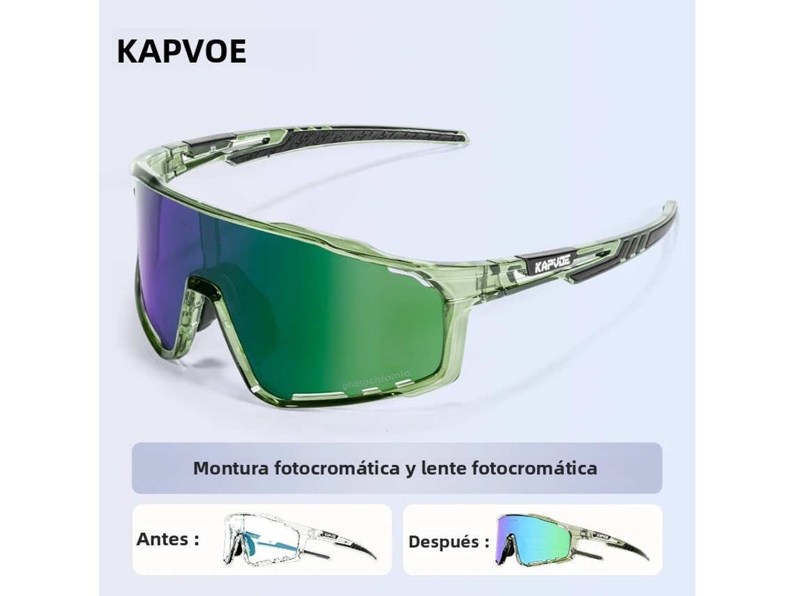(verde 3) Gafas De Ciclismo Fotocromáticas Unisex, Gafas De Sol Con Protección Uv400