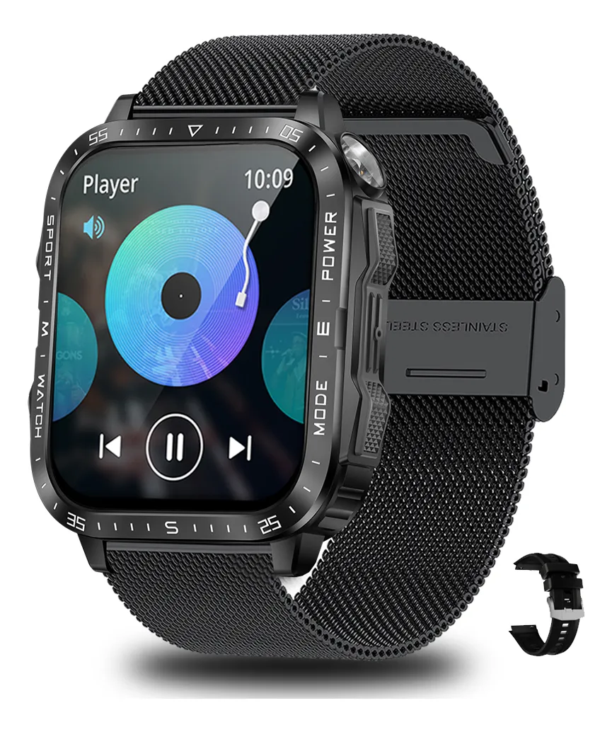 Reloj inteligente negro para hombre con Bluetooth, llamadas y asistente de voz deportivo, color violeta, Lightavayotoy, 196