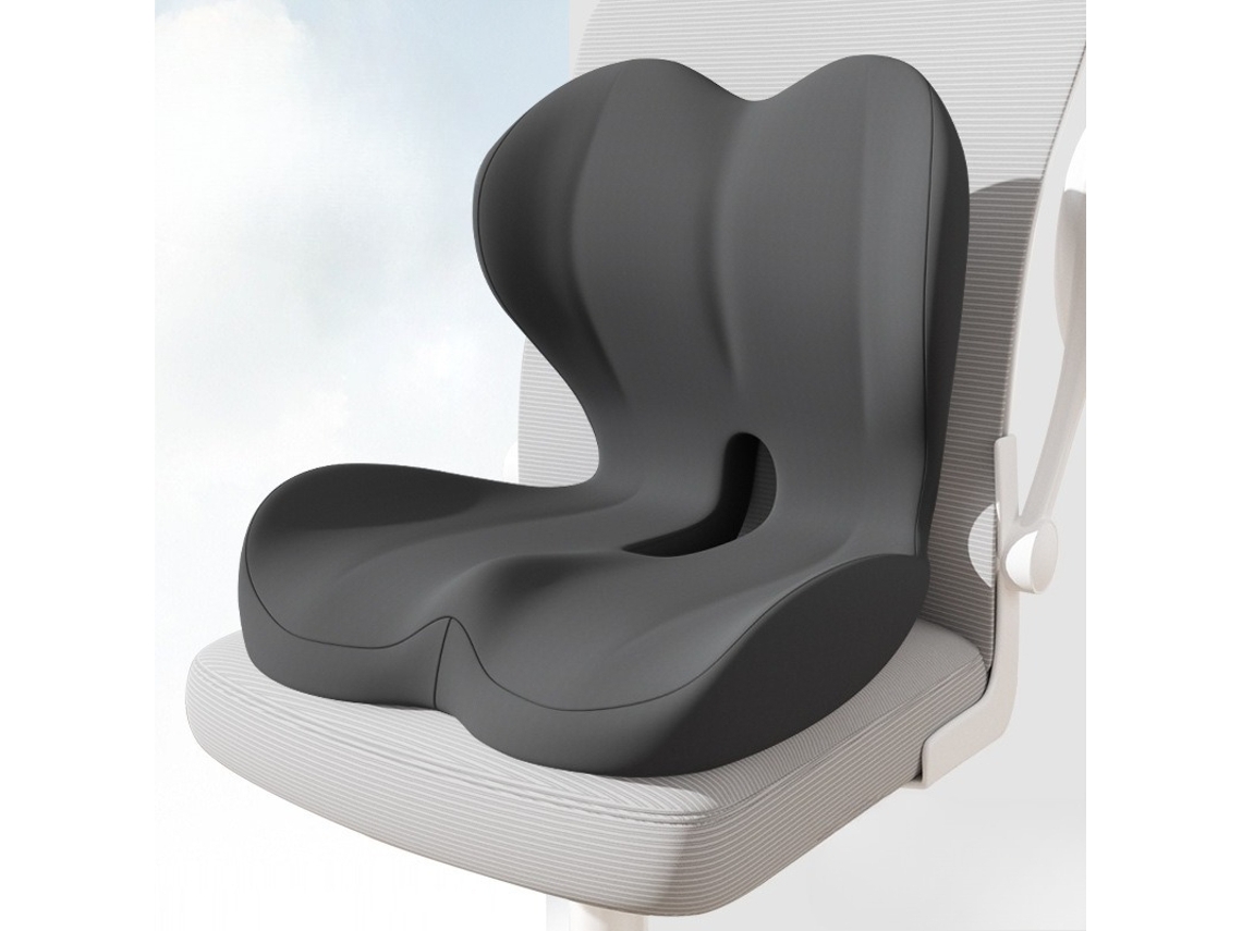 Cojín De Asiento Ergonómico De Espuma Viscoelástica Para Silla De Oficina Con Almohada De Apoyo Lumbar (gris Oscuro) Gertiz