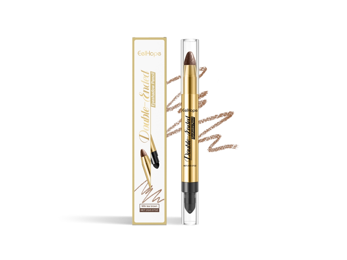 Brocha para sombras de ojos brillantes en tono marrón té con leche
