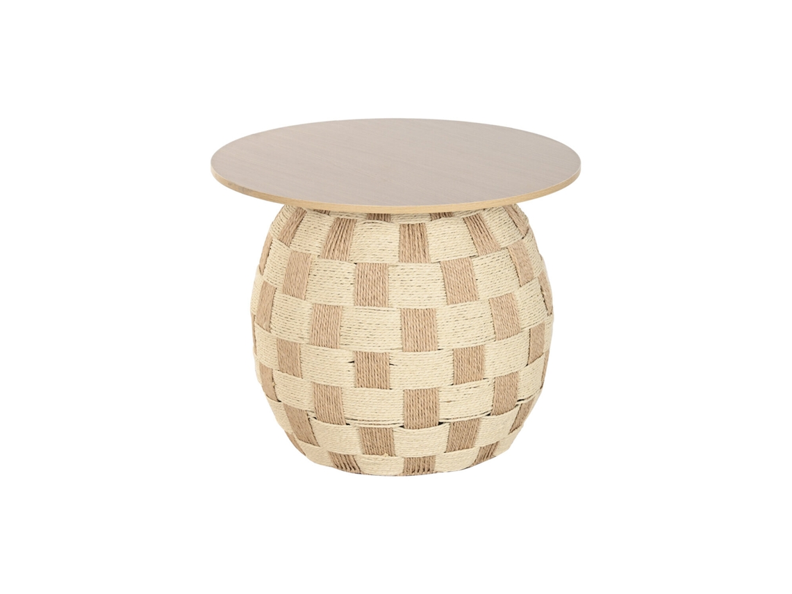 Mesita auxiliar de fibra de madera natural, 60x60x48cm ALEXANDRA HOUSE LIVING