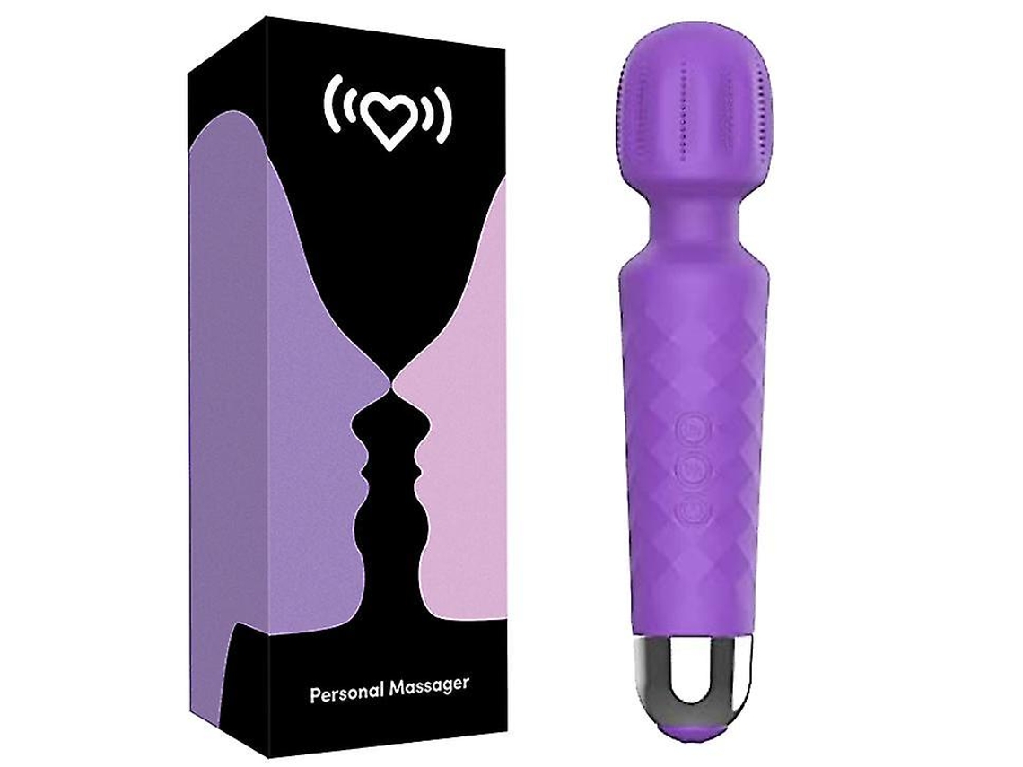 Masajeador de varita inalámbrico Yizhood - Masajeador eléctrico de mano impermeable - Recargable por USB (Morado)