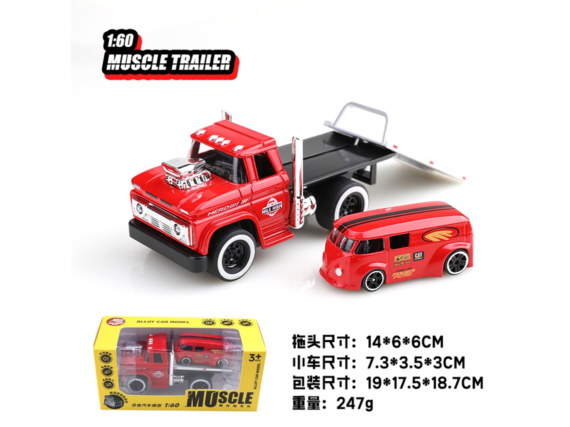 Remolque Retro Americano De Estilo Muscle Car, Modelo De Coche De Metal Fundido Realista, Juguete Para Niños