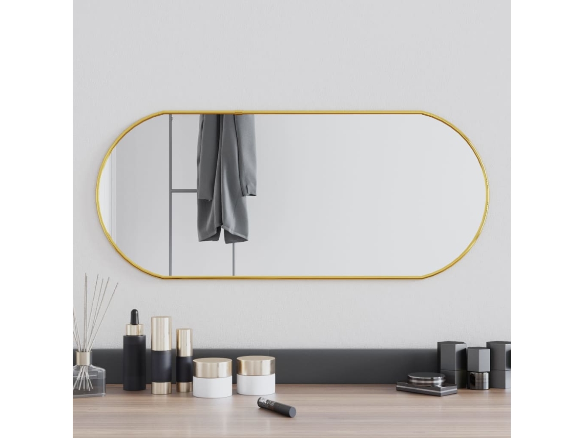 Espejo de pared ovalado dorado 70x30 cm N/A
