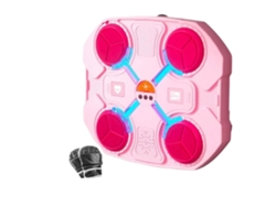 Máquina de boxeo musical con luces LED interactivas, intensidad de entrenamiento personalizable, color rosa con guante.