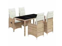 Maison Exclusive - Mesita Y Sillas Jardín 5 Pzas Y Cojines Ratán Sintético Beige